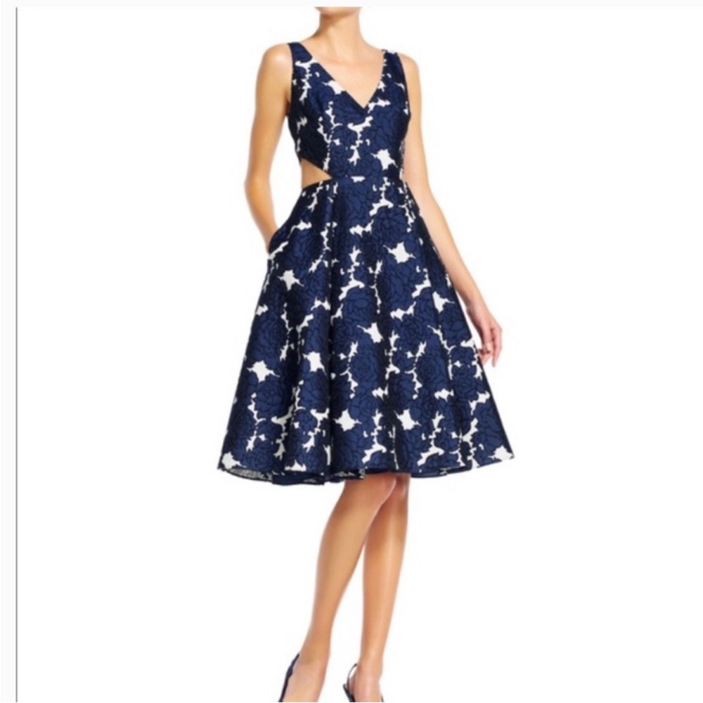 Adrianna Papell Jacquard Vneck Dress